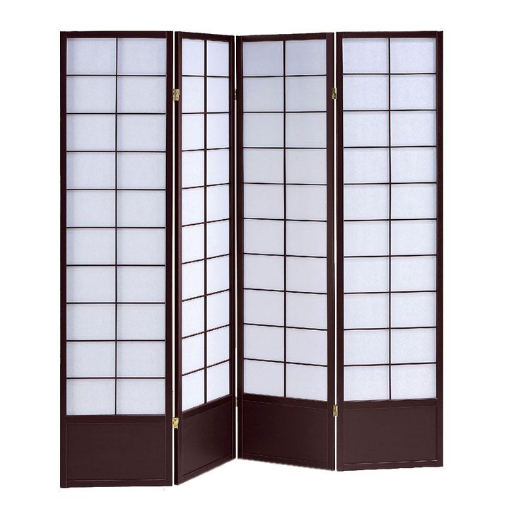 68" x 1" x 70" Black, Shoji And Wood - 4 Panel Screen