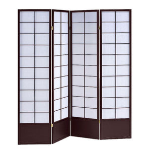 68" x 1" x 70" Black, Shoji And Wood - 4 Panel Screen