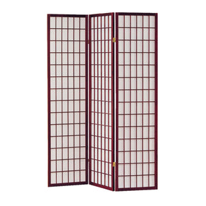 51" x 1" x 70" Cherry Brown, Shoji And Wood - 3 Panel Screen