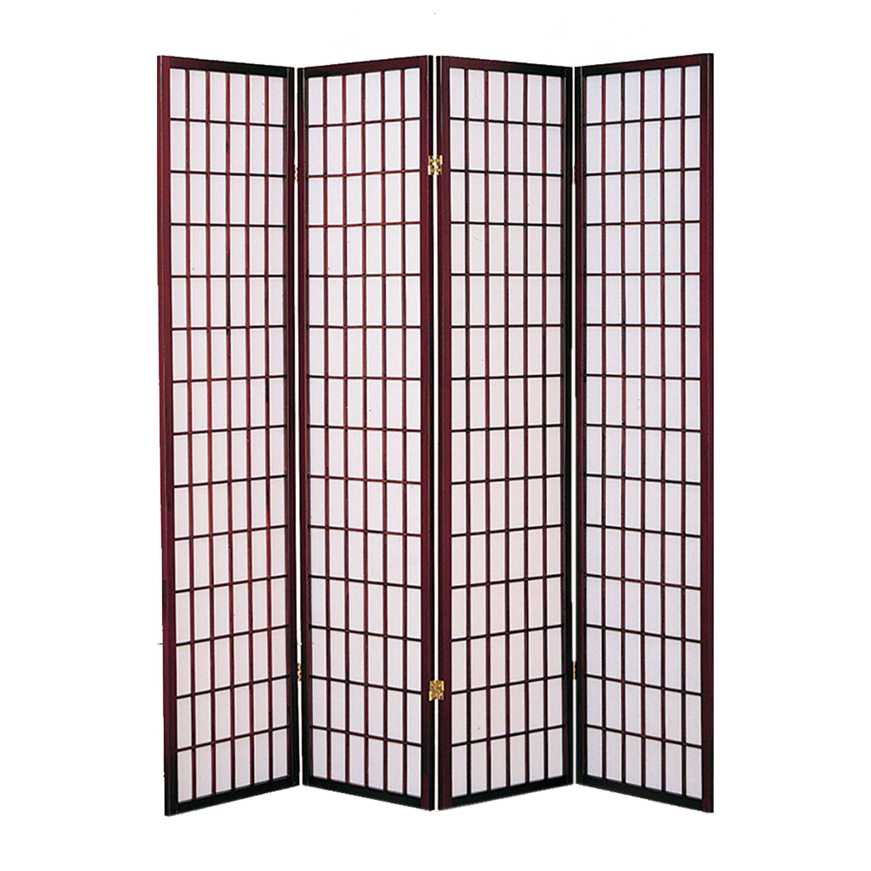 68" x 1" x 70" Cherry Brown, Shoji And Wood - 4 Panel Screen