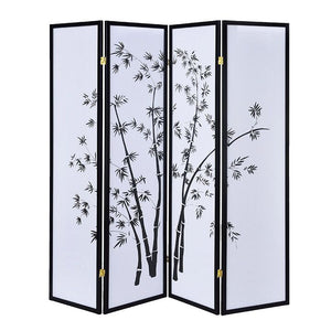 68" x 1" x 70" Black, Bamboo Shoji - 4 Panel Screen