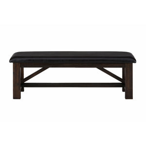 Wooden Bench with Faux Leather Upholstery, Chocolate Brown