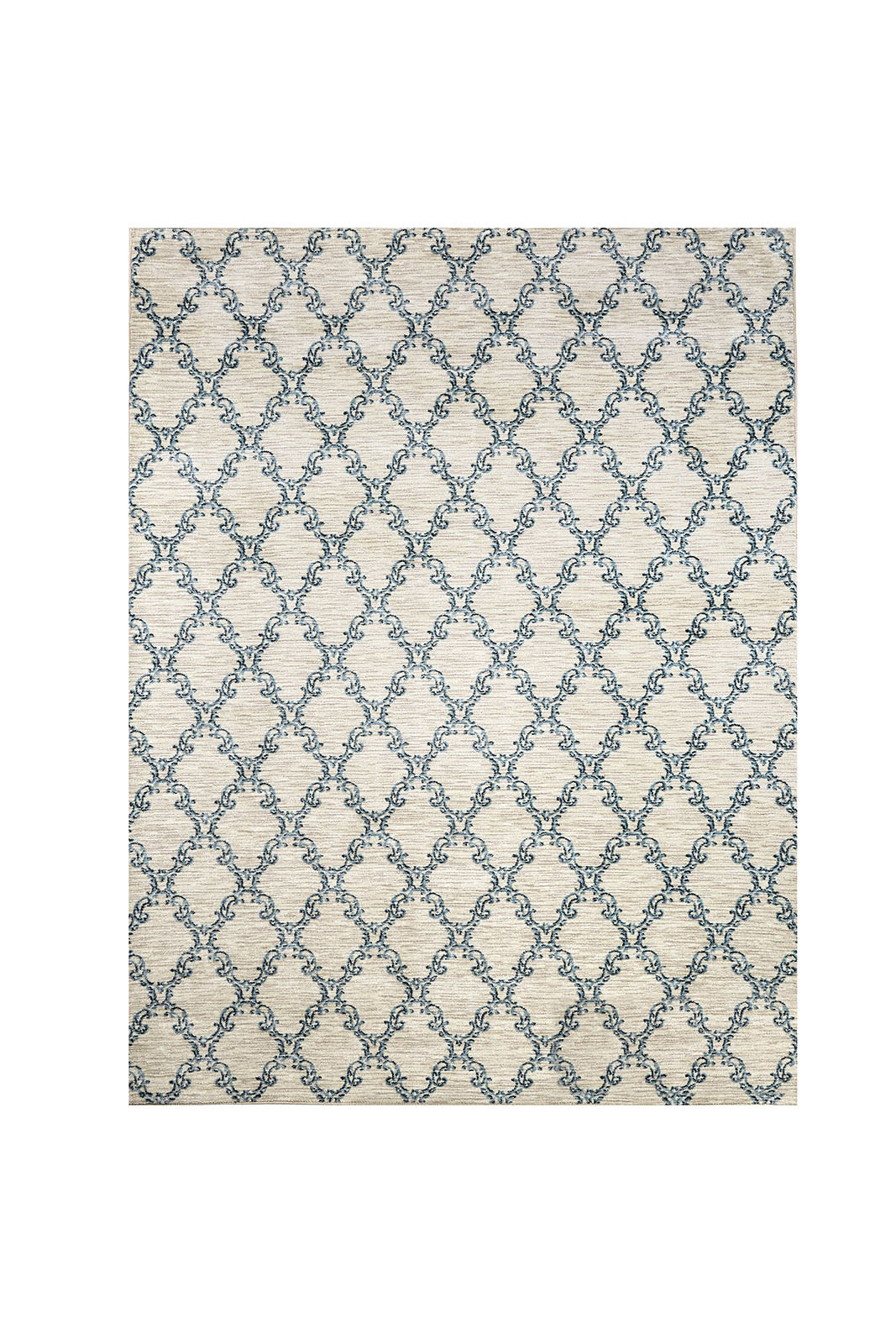 Acanthus Patterned Nylon Area Rug With Latex Backing, Small, Blue and Gray