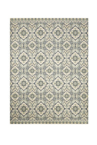 Classic Nylon Area Rug With Latex Backing, Medium, Beige and Blue