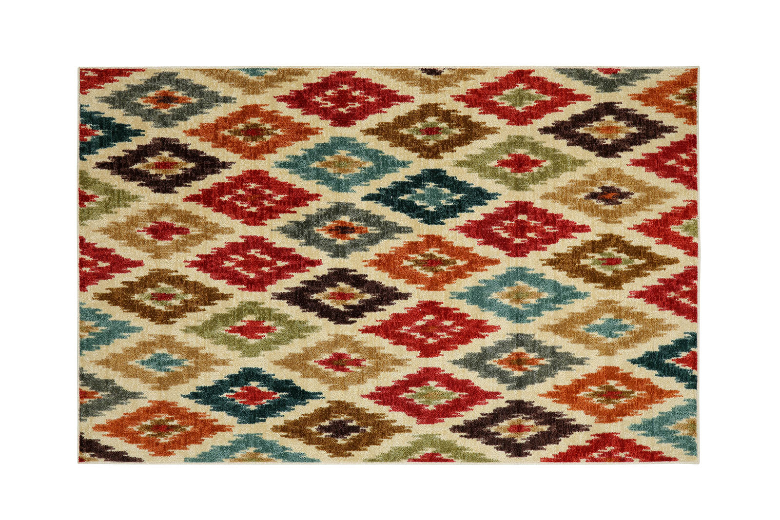 Nylon Area Rug With Bright Geometric Pattern, Small, Multicolor