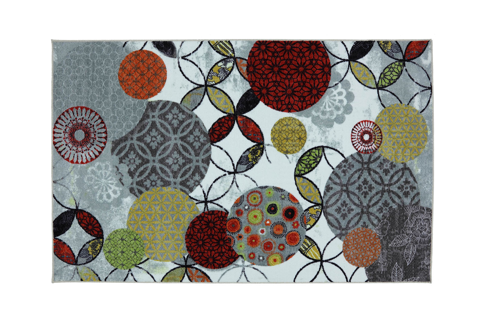 Floral And Geometric Pattern Area Rug In Nylon With Latex, Small, Multicolor
