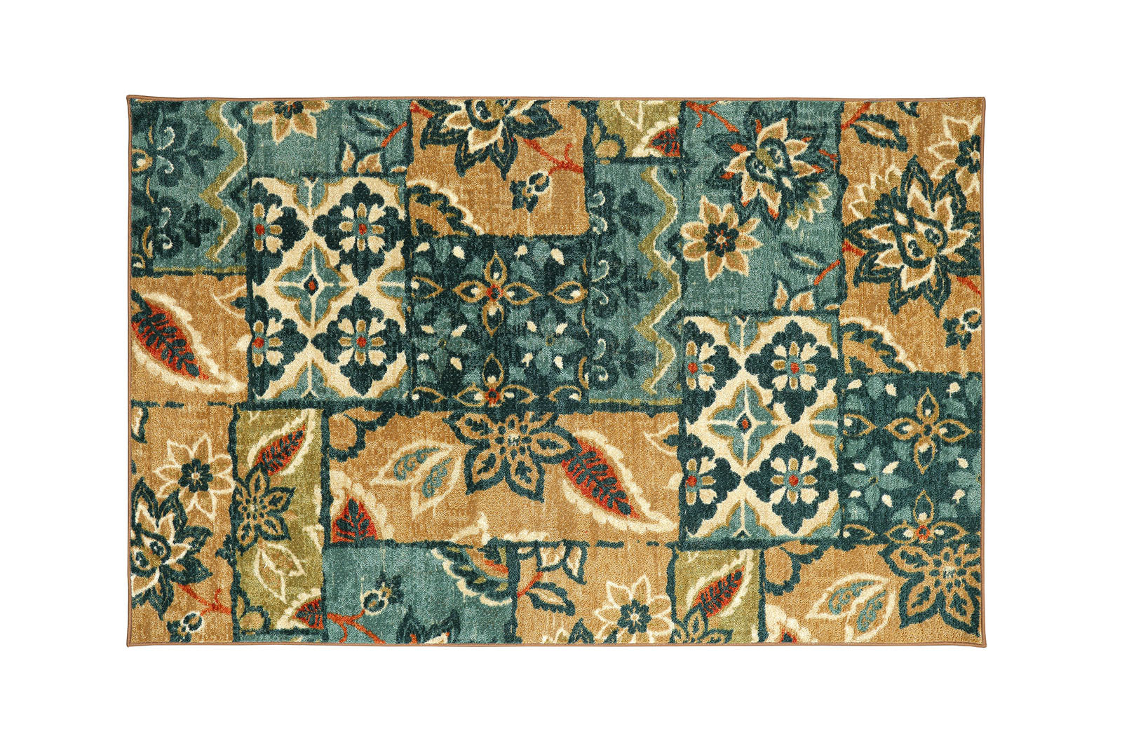 Floral Patterned Nylon Area Rug With Latex Backing, Small, Multicolor