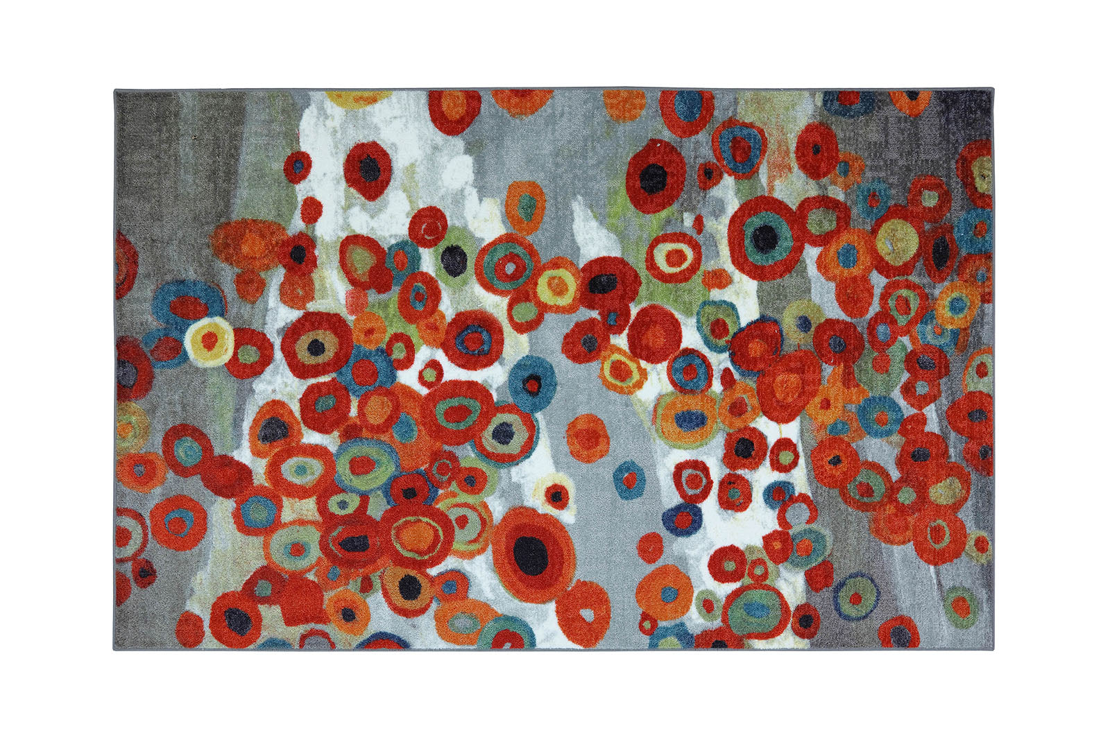 Nylon and Latex Backing Area Rug With Colorful Round Pattern, Small
