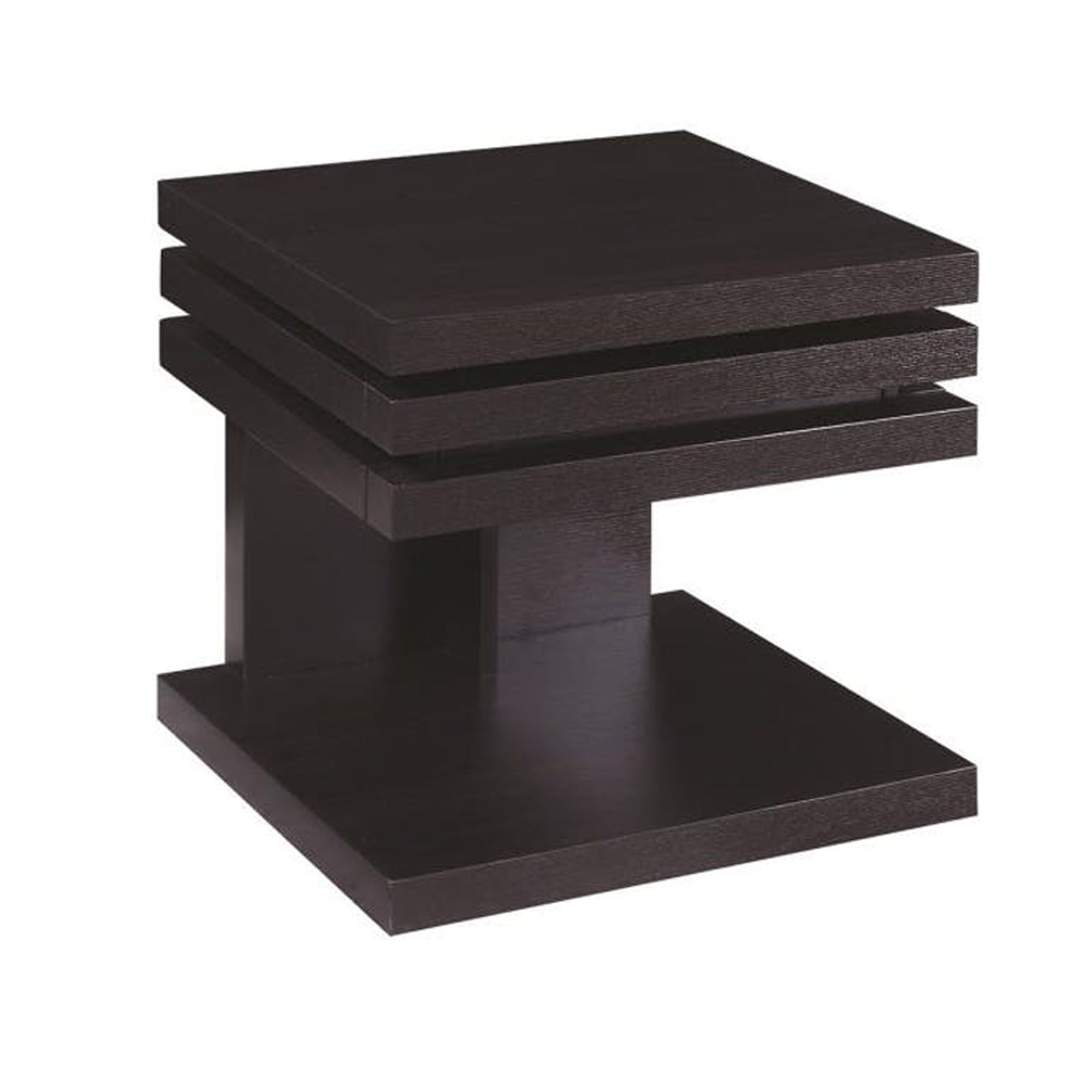 Contemporary Style Wooden End Table With Storage, Cocoa Brown