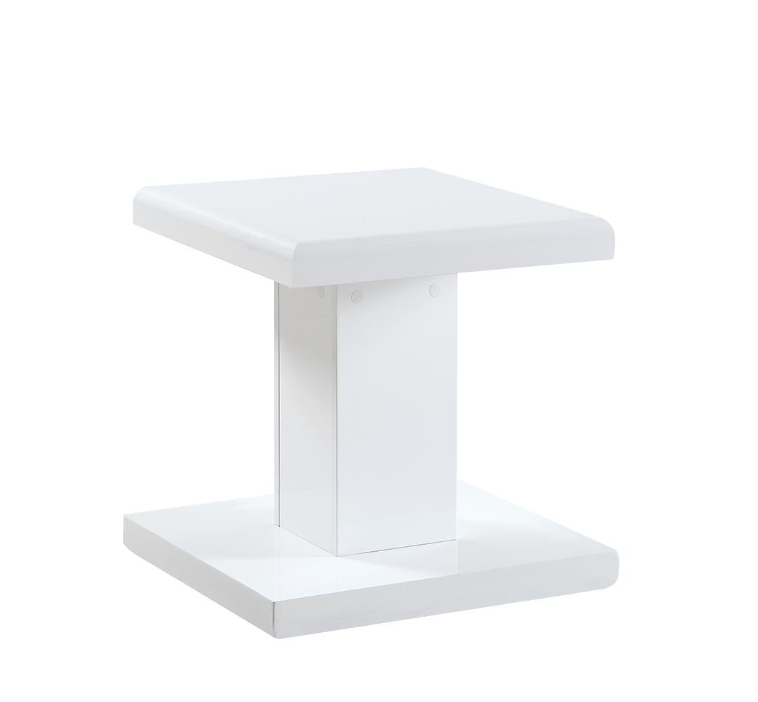 Contemporary Style End Table With Swiveling Table Top & Pedestal, White