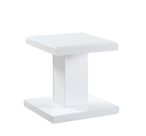 Contemporary Style End Table With Swiveling Table Top & Pedestal, White