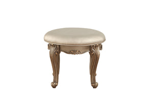 19" X 19" X 18" Champagne PU Antique Gold Wood Upholstered (Seat) Vanity Stool