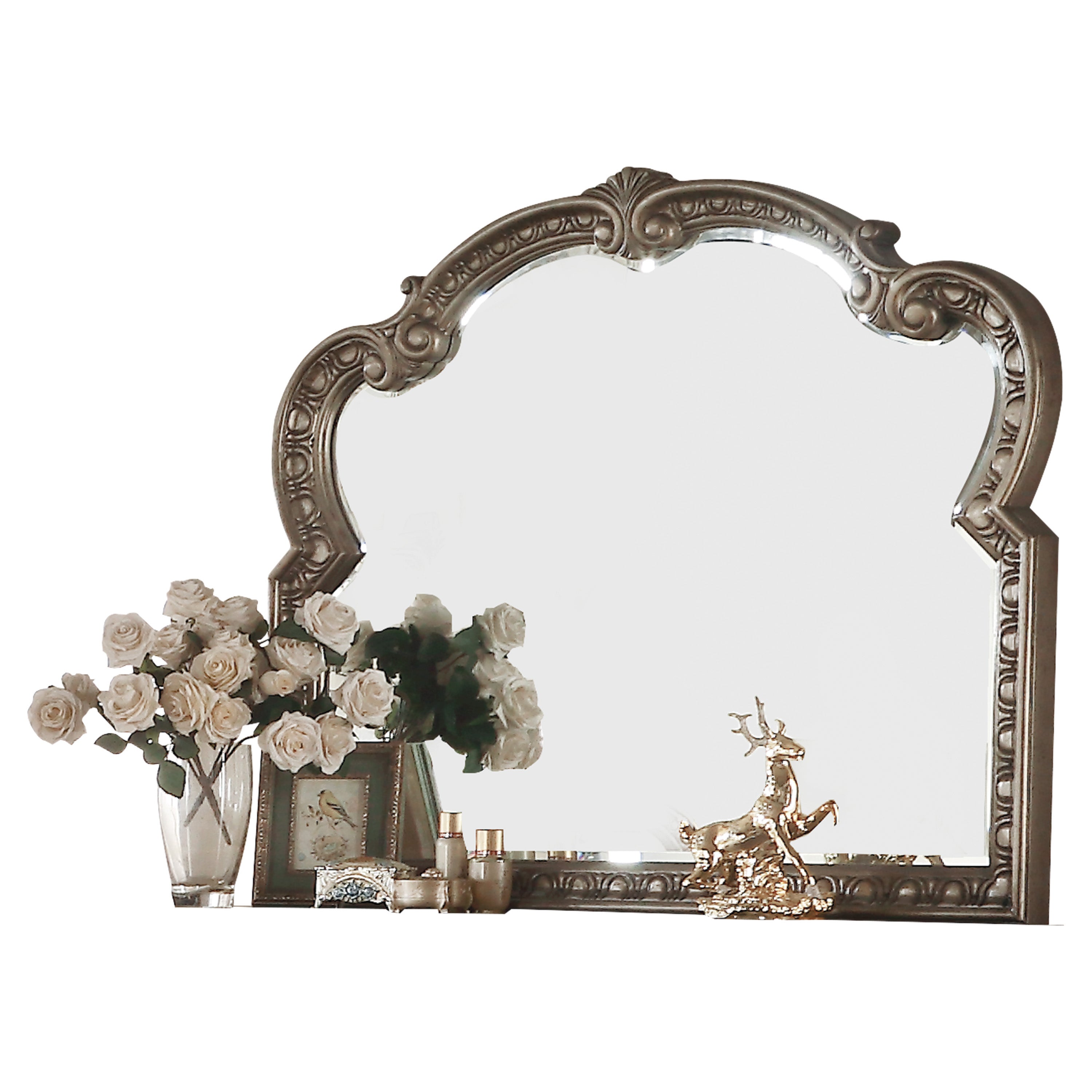 2" X 48" X 41" Antique Champagne Wood Poly Resin Mirror
