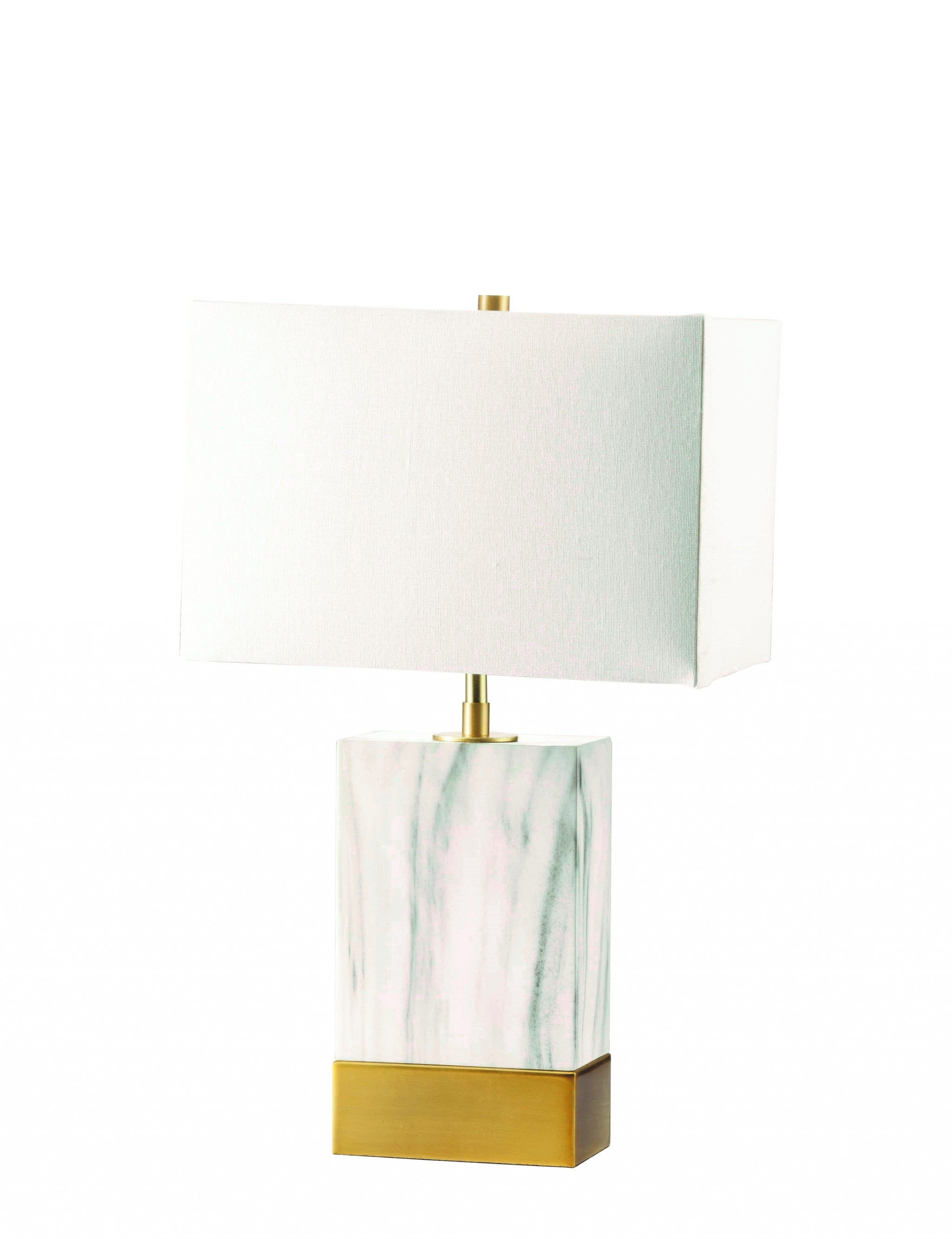 8" X 13" X 25" White Satin Gold Metal Shade Table Lamp