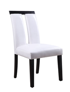 21" X 26" X 39" White PU Black Wood Upholstered (Seat) Side Chair