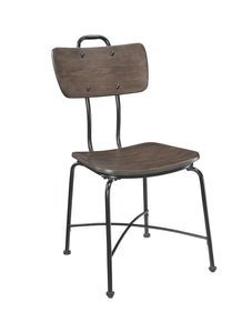 21" X 18" X 37" Walnut Black Metal Wood Side Chair (Set of 2)