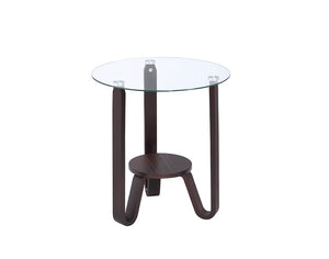 20" X 20" X 22" Dark Walnut Clear Glass Wood End Table