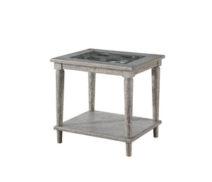 24" X 28" X 25" Salvaged Natural Glass Wood End Table