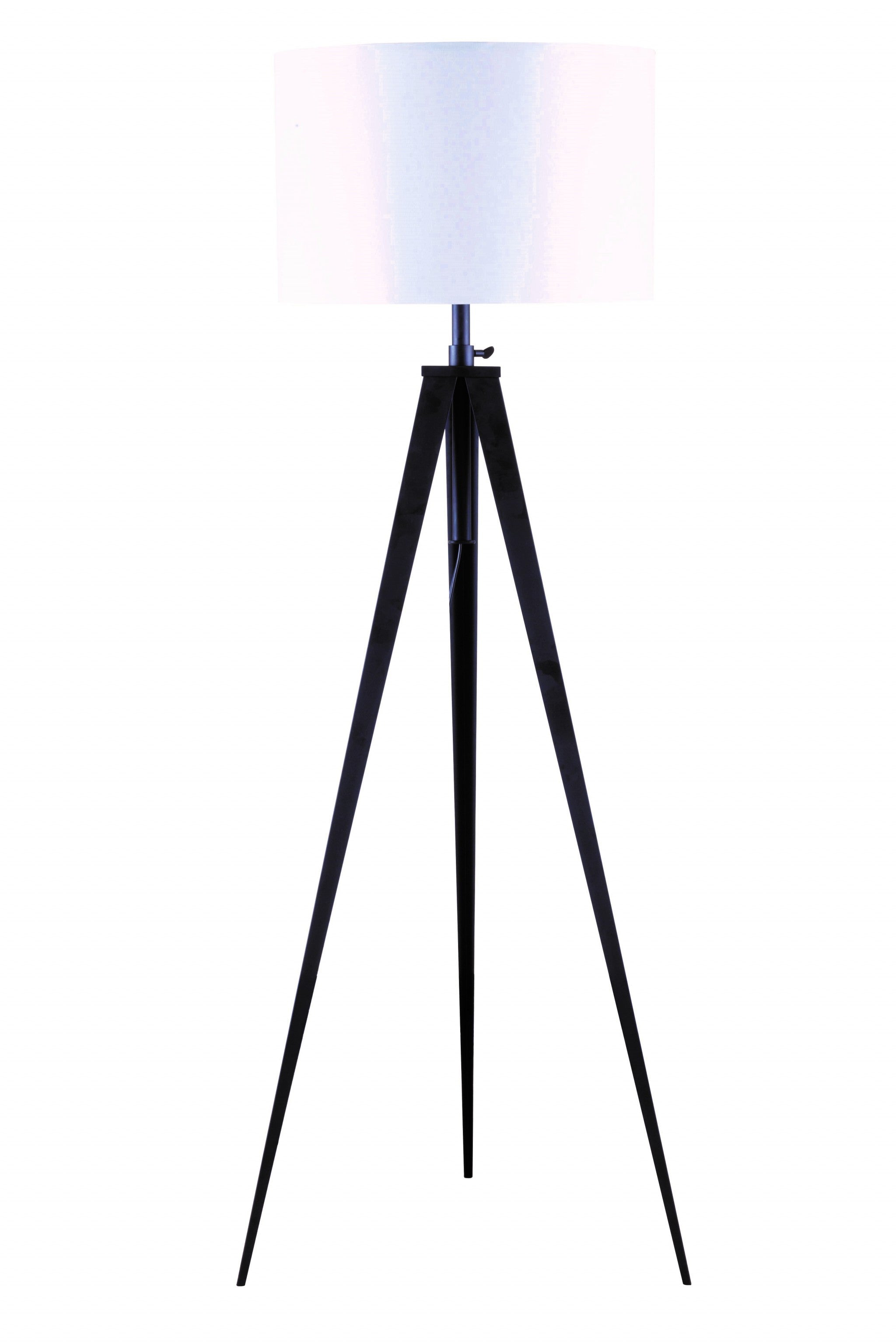 1" X 1" X 59~73" White Black Metal Shade Floor Lamp