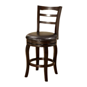 Transitional Style Swivel 24" Barstool With Round Padded Seat and Curvy Legs