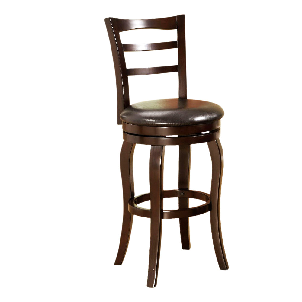 Transitional Style Swivel 29" Barstool With Round Padded Seat and Curvy Legs