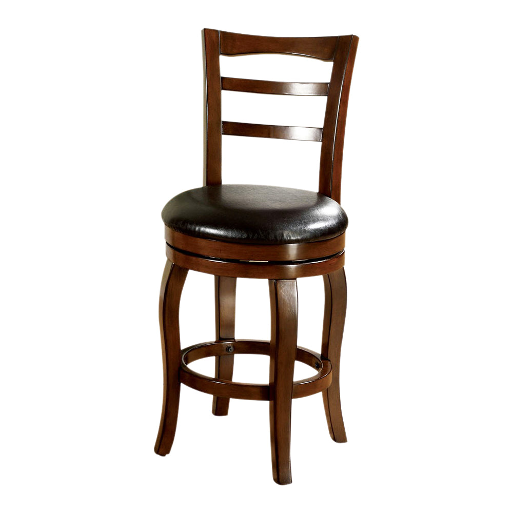 Transitional Style Swivel 24" Barstool With Round Padded Seat and Curvy Legs, Oak