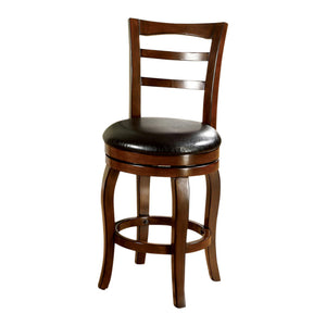 Transitional Style Swivel 24" Barstool With Round Padded Seat and Curvy Legs, Oak