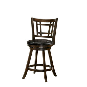 24" Wooden Bar Stool with Leatherette Seat and Round Footrest, Brown