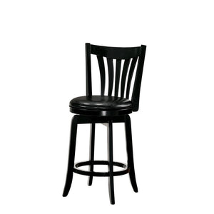 24" Wooden Bar Stool with Leatherette Seat and Flared Legs, Black