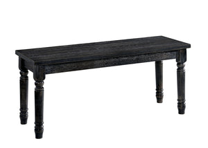 Rustic Solid Wood Rectangular Bench with Turned Legs, Gray