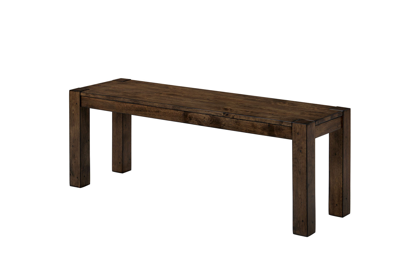 Transitional Style Solid Wood Bench with Trestle Style Base and Block Legs, Brown