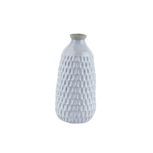 Ceramic Vase with Engraved Scalloped Pattern, Small, Gray