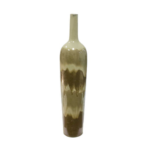 Ceramic Multi Tone Bottle Vase with Long Neck and Small Mouth, Multicolor