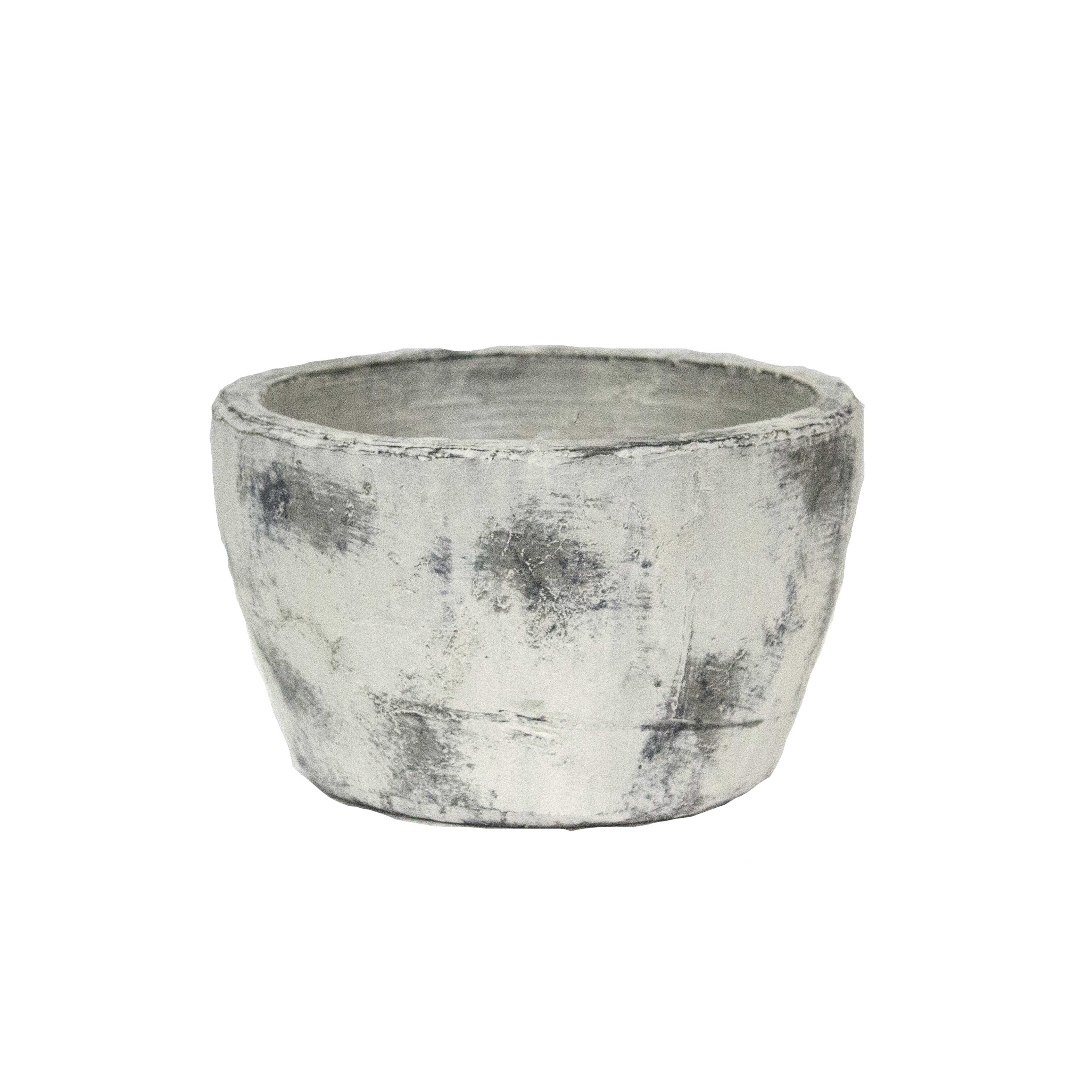 Distressed Terracotta Flower Pot with Tapered Bottom, White