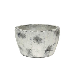 Distressed Terracotta Flower Pot with Tapered Bottom, White