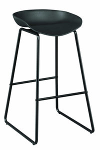 Metal Framed Bar Stools with Scooped Plastic Seat, Black, Set of Two