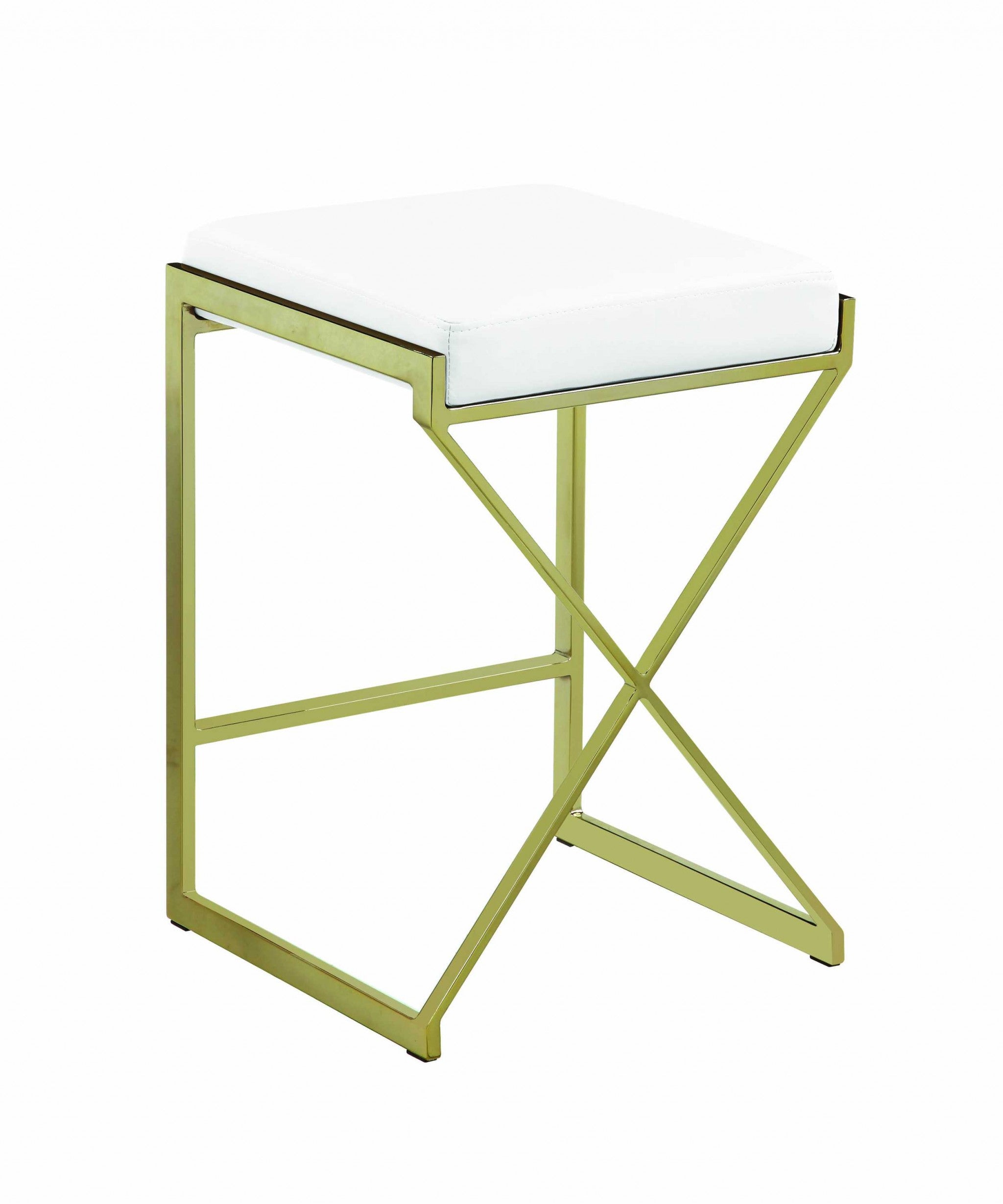 24 Inches Metal Framed Counter Height Stool with Leatherette Upholstered Seat