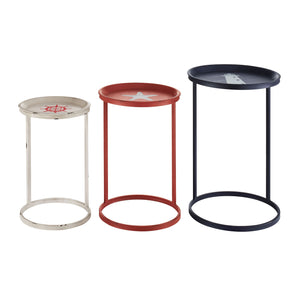 Nautical Themed Nesting Table with Circular Base, Multicolor