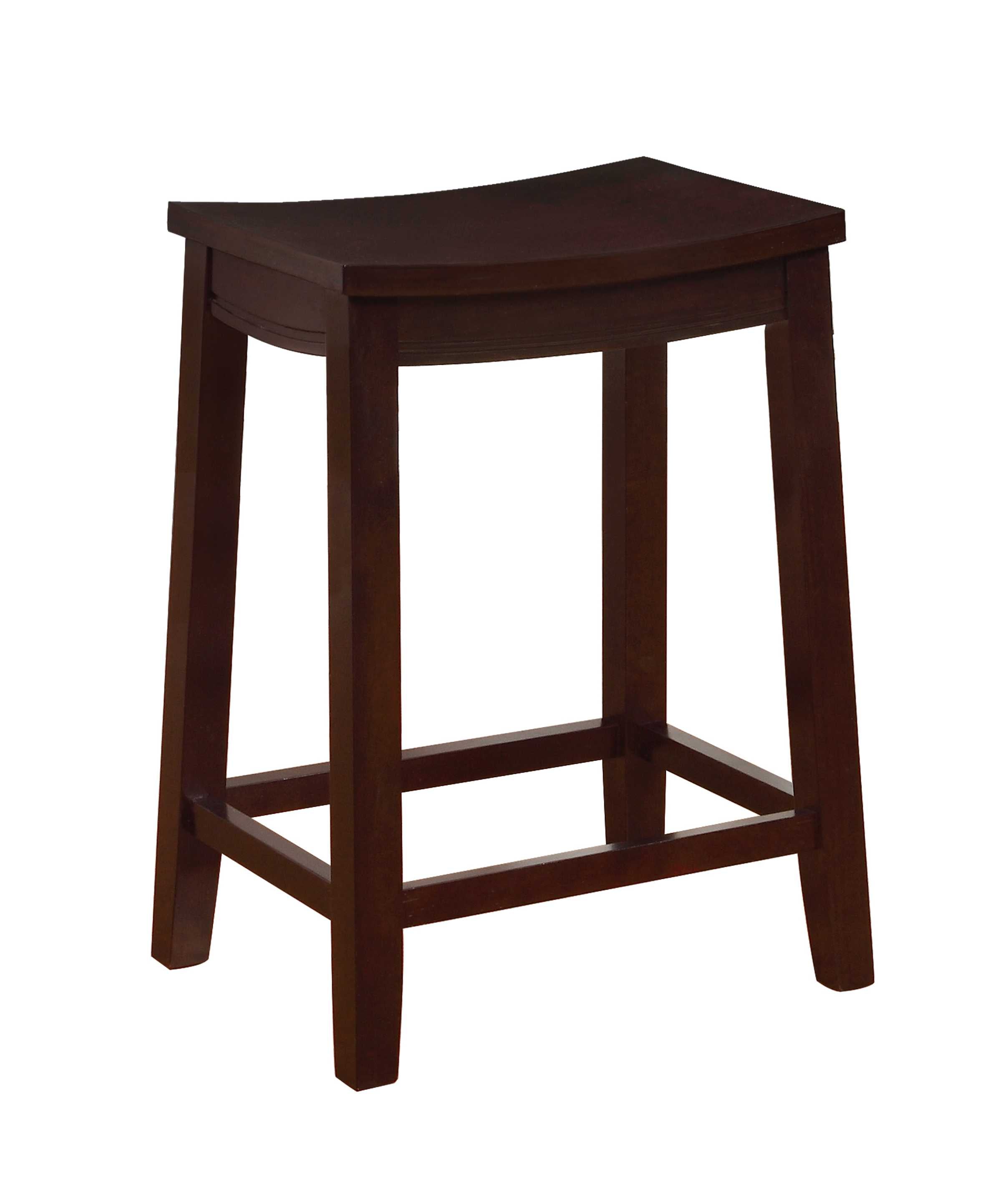 Saddle Top Wooden Counter Stool with Slanted Legs, Brown