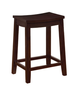 Saddle Top Wooden Counter Stool with Slanted Legs, Brown