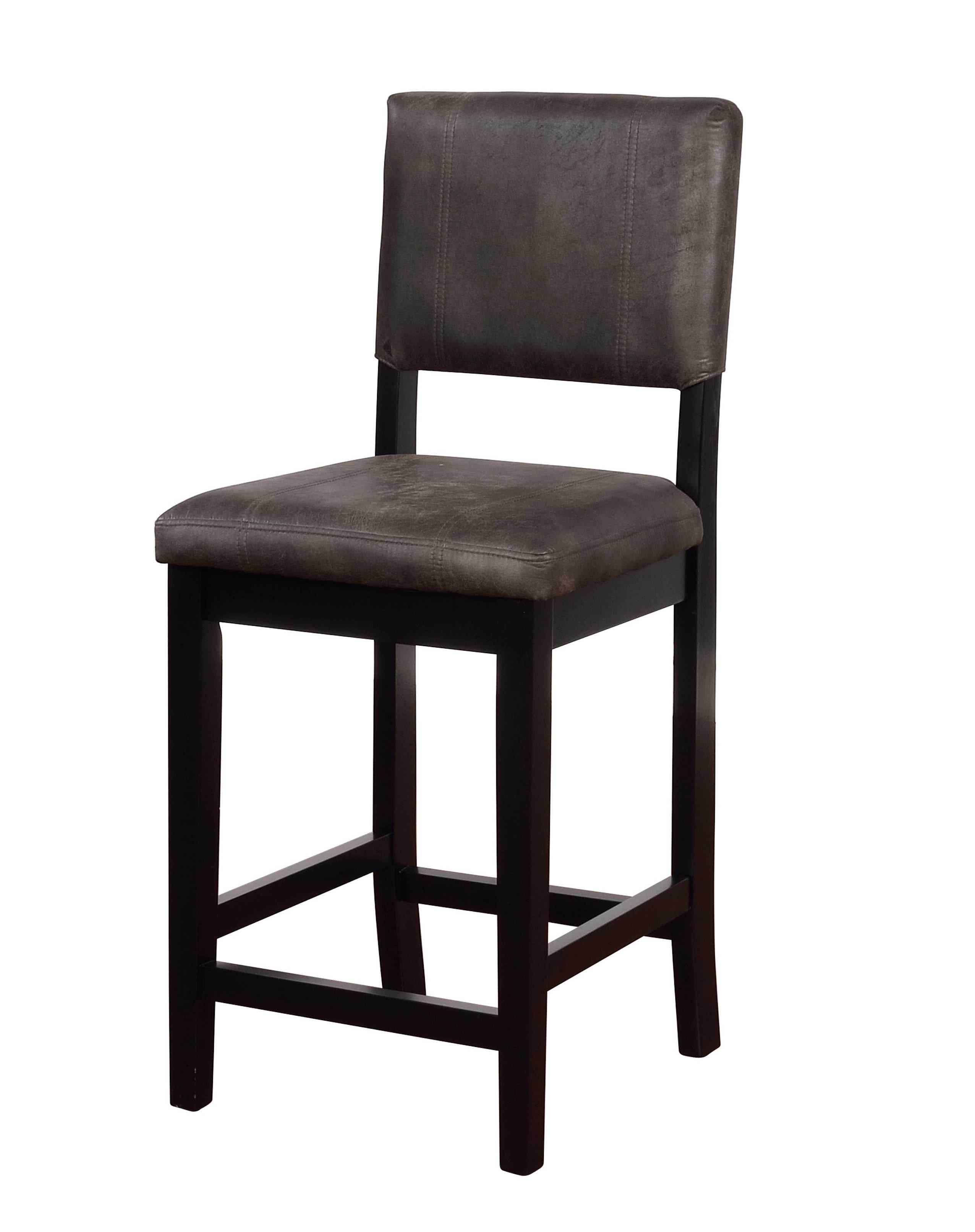 Fabric Upholstered Wooden Counter Stool with Footrest Support, Black