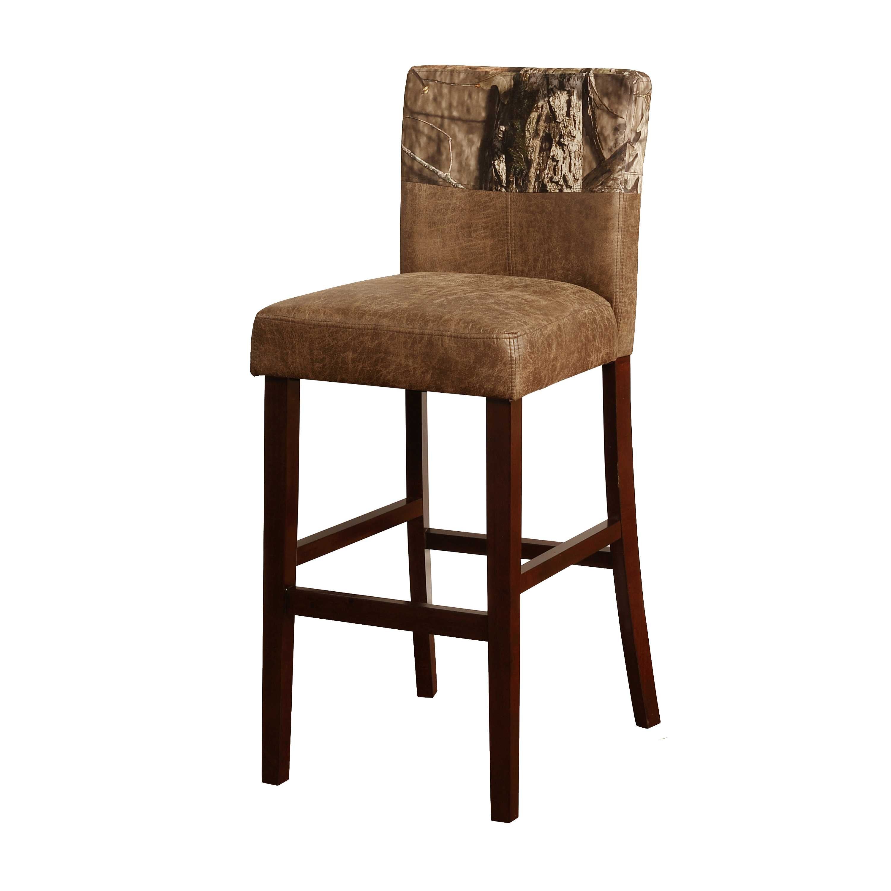 Dual Tone Fabric Upholstered Wooden Bar Stool, Brown