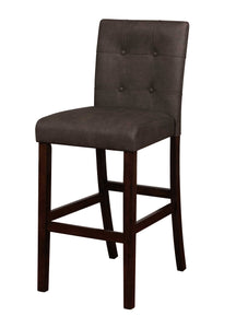 Wooden Bar Stool with Button Tufted Backrest and Footrest, Brown