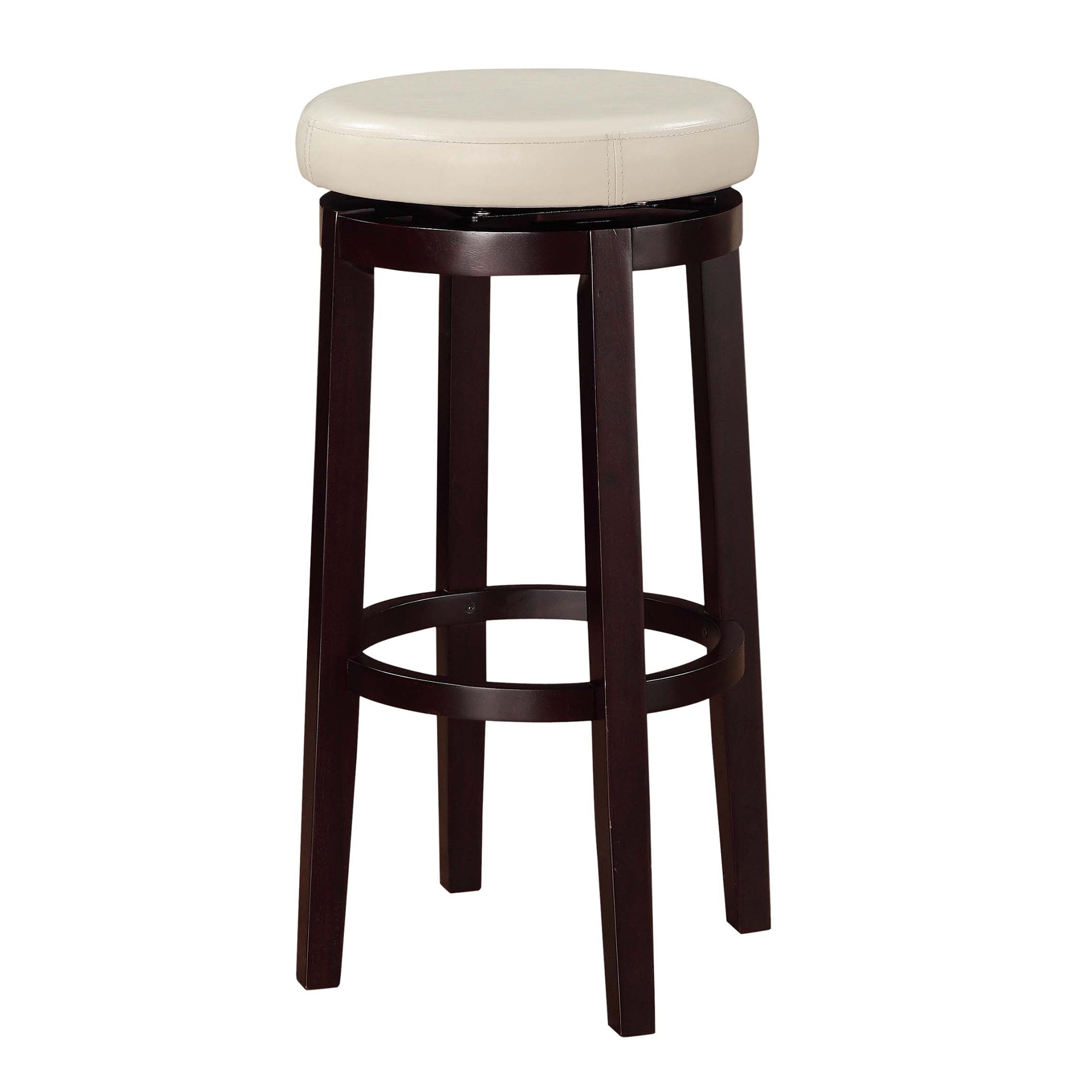 Fabric Upholstered Bar Stool with Slanted Legs, Brown and White