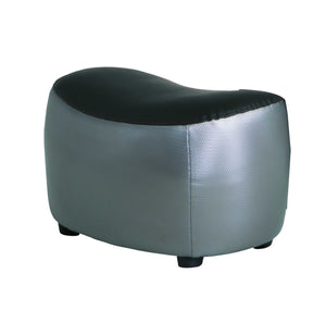 Leather Upholstered Wooden Ottoman with Contoured Seat, Black