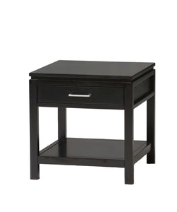 Wooden End Table with One Drawer and Open Storage Shelf, Black