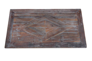 40 Inch Wooden Wall Art with Parquet Pattern, Antique Gray and Brown