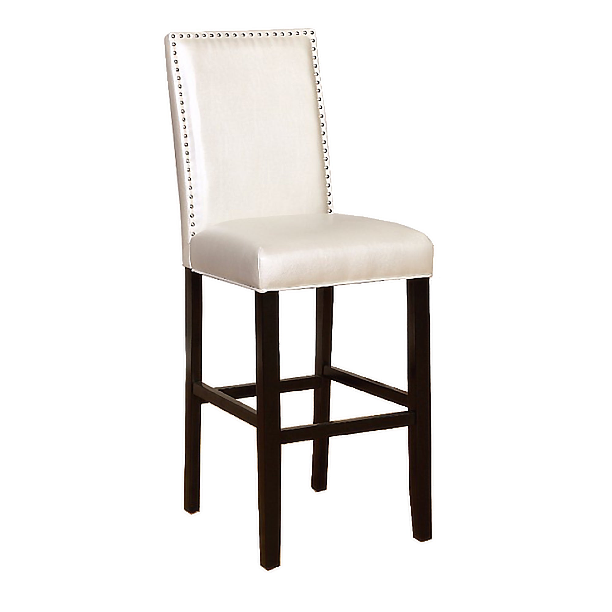 Wooden Bar Stool with Faux Leather Upholstery, White and Black