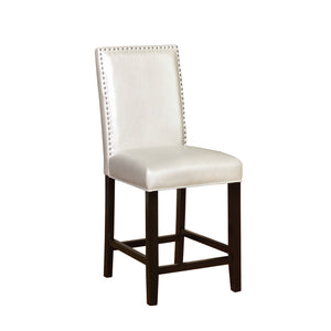 Wooden Counter Stool with Faux Leather Upholstery, White and Black