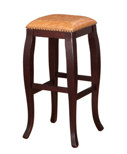 Square Shape Wooden Bar Stool with Nailhead Trim Accents, Brown